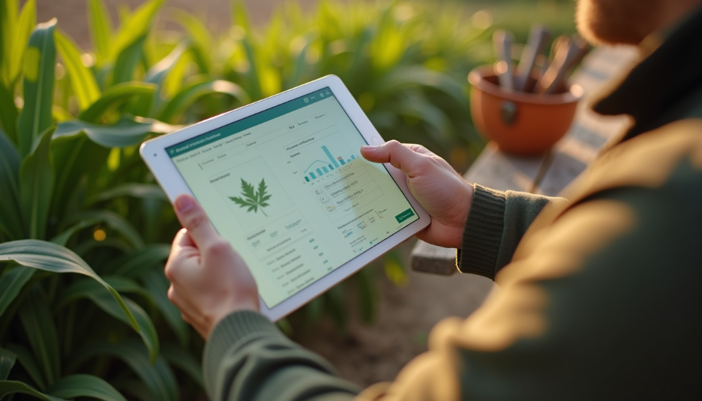 Visualização de dados agrícolas em um tablet